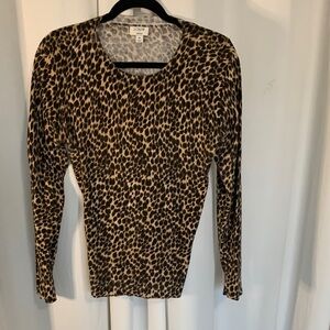 J. Crew Teddie Leopard Print Long Sleeve Top